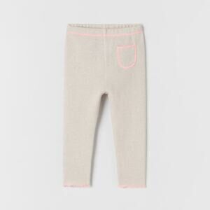 Zara 3-6 Month Baby Girl Neutral Soft Touch Neon Topstitching Knit Warm Leggings